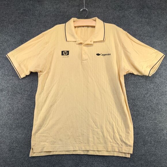 Devon & Jones Men's Polo Shirt Tan XL Short Sleeve High Low Hem Capgemini HP - Picture 2 of 14